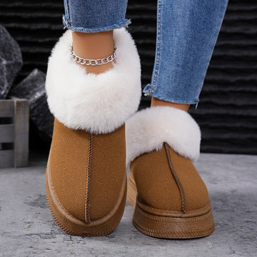 Xajzpa Fashion Winter Brown Short Boots New Platform Shoes Push Size Ankle Boots for Women Waterproof and Warm Snow Boots